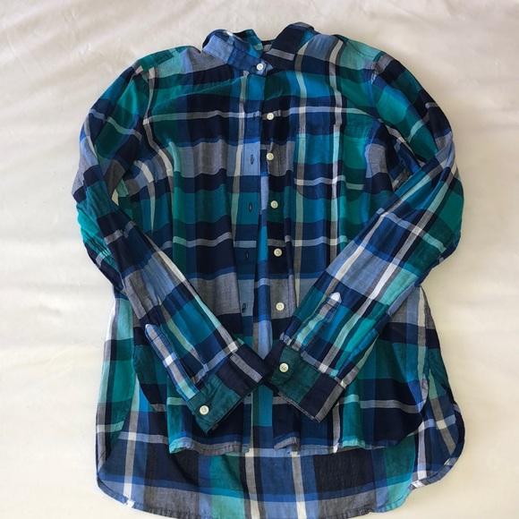 Old Navy Tops - blue and green plaid shirt